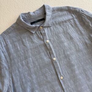 Perry Ellis Men’s Large Blue Button-Up Short Sleeve Summer Polo Boat Shirt